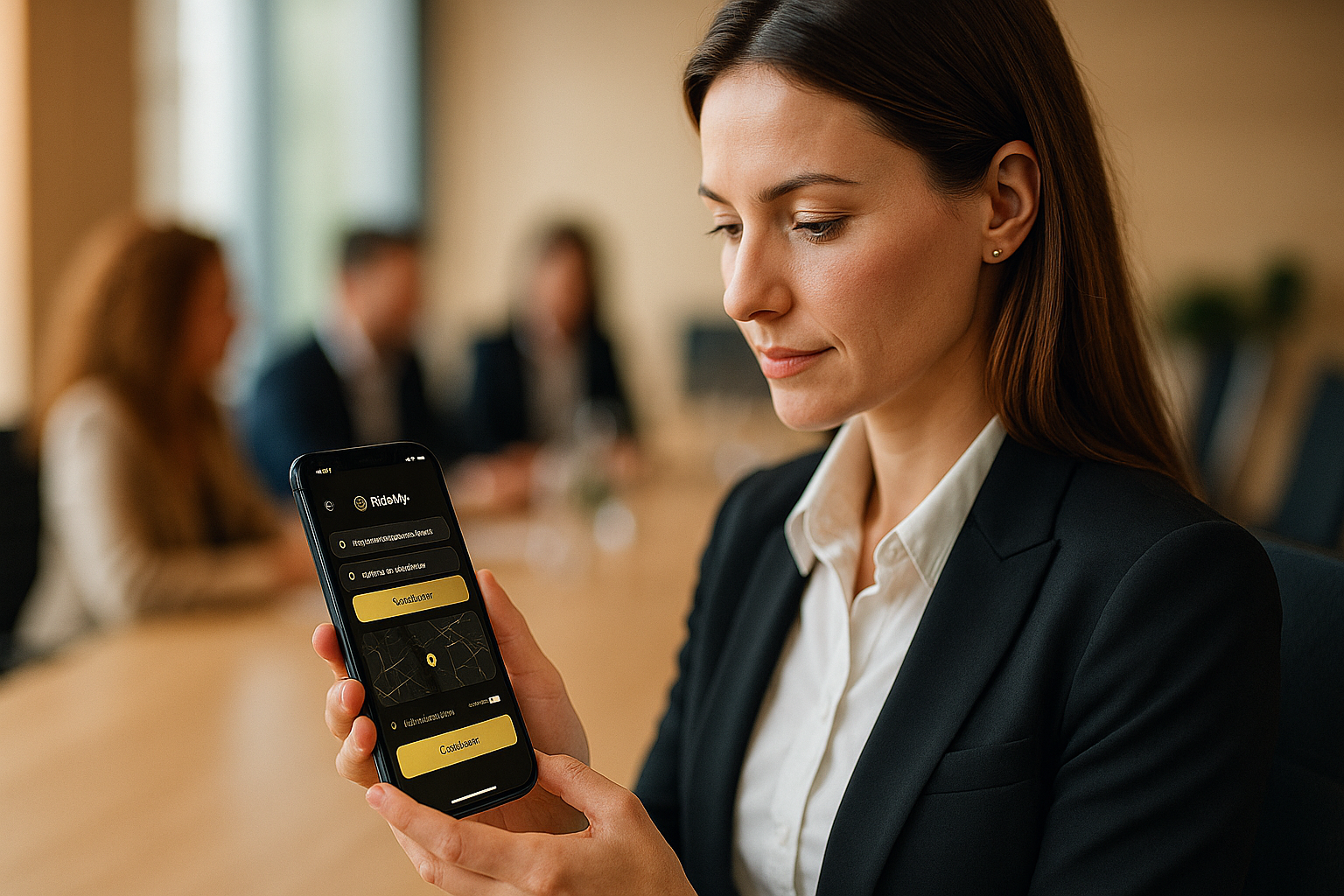 Couple métisse à l’aéroport réservant via Ride My Way